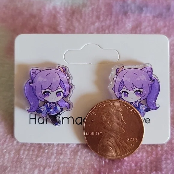 NWT Handmade Keqing Genshin Impact Earrings - Picture 2 of 3